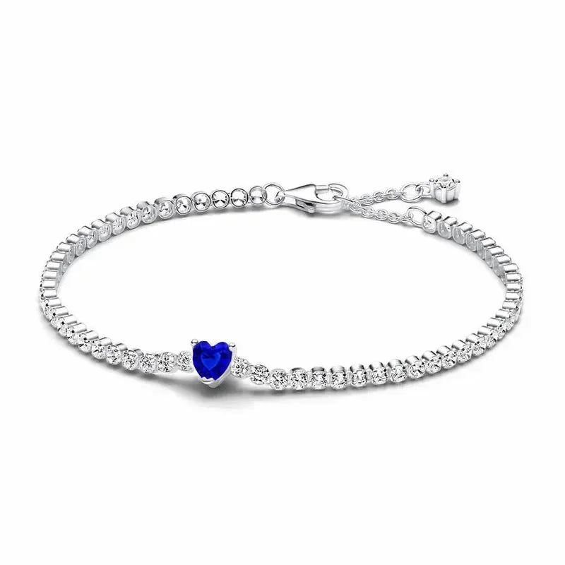 Pulseira de Prata Clássica Elegante Style Azul