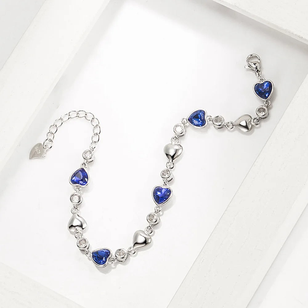 Pulseira de Prata Azul Luxo Brilhante