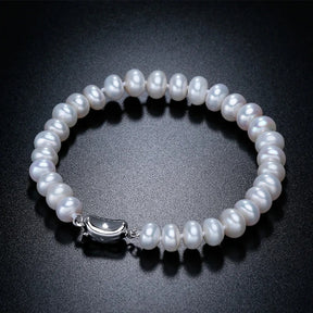 Pulseira de Prata Mar de Pérolas Branco