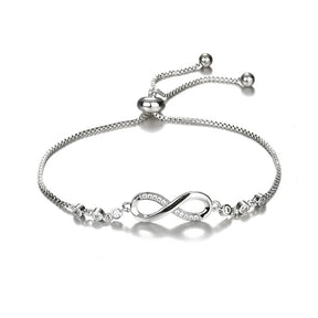 Pulseira Infinito Amor Prata Cristal