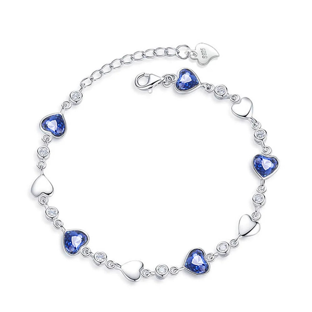 Pulseira de Prata Azul Luxo Brilhante