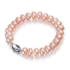 Pulseira de Prata Mar de Pérolas Rosa